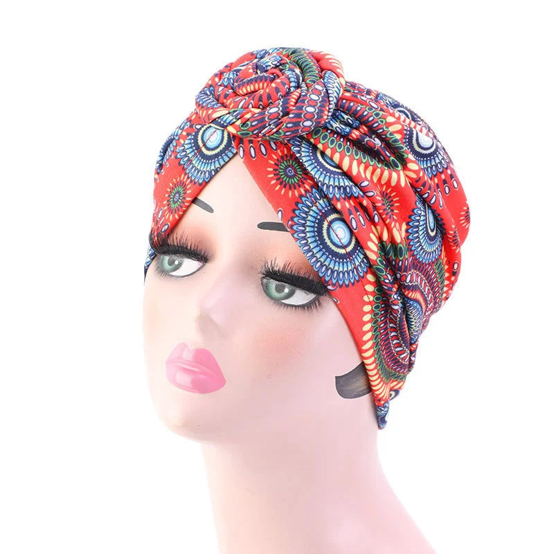 Turban Africain Plissé Motif Floral - Élégant & Confortable