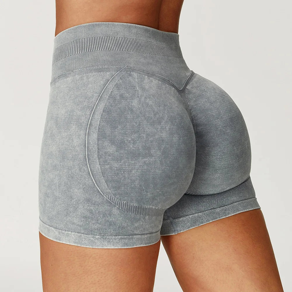 Short de Yoga Taille Haute Femme – Nylon Elasthanne, Sans Coutures, Gainant
