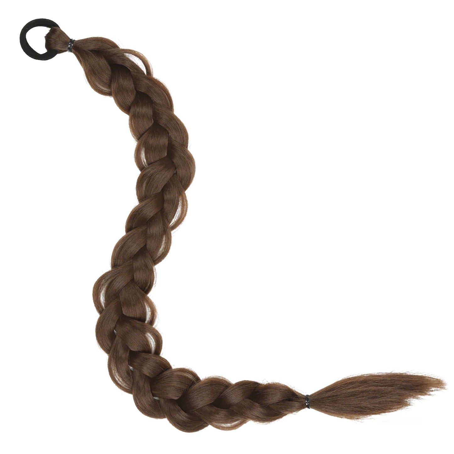 Extension Queue de Cheval Tressée Synthétique 24 Pouces - Tresses Longues Tissées Main avec Élastique Blonde Brune Noire