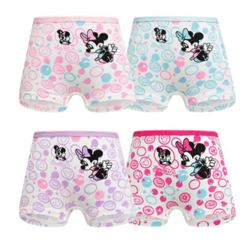 Lot 4 Culottes Fille Cartoon - Boxers Coton Imprimés Mignons 2-10 Ans