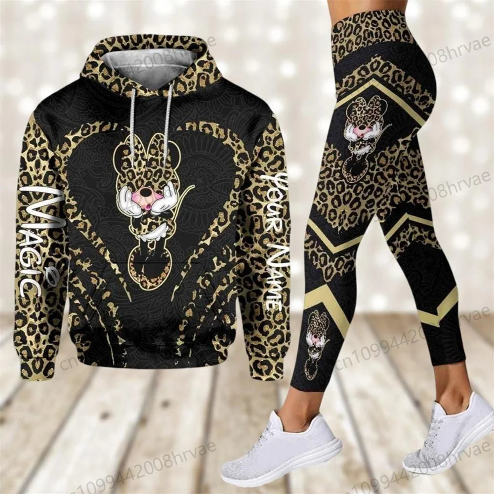 Ensemble Minnie Mouse Femme - Sweat à Capuche + Legging Yoga Disney Streetwear