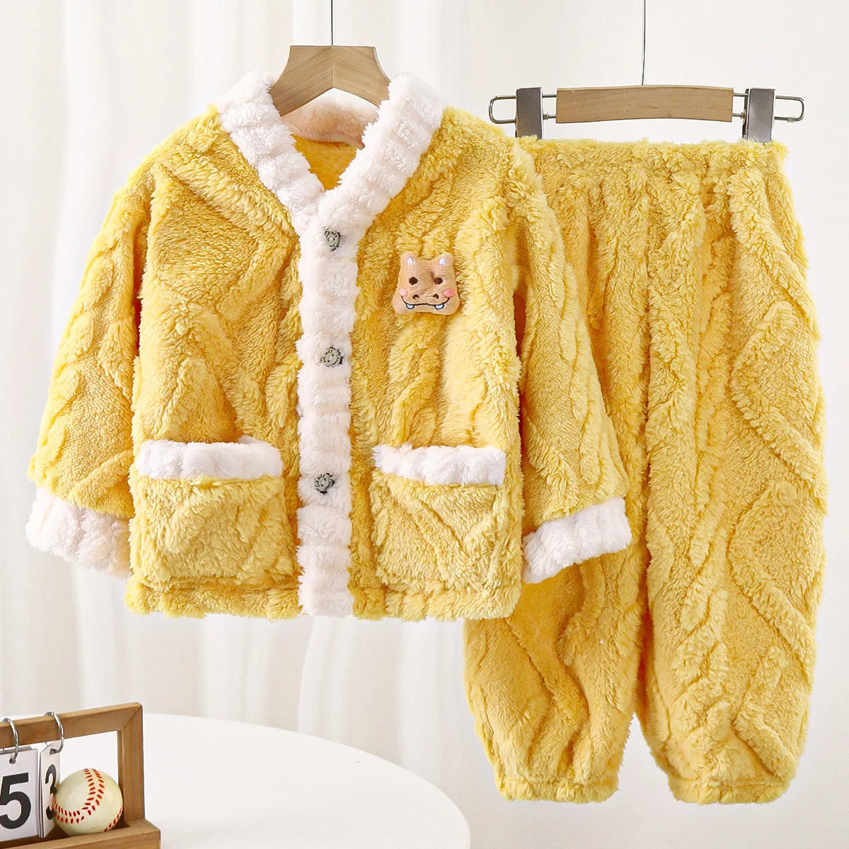 Pyjama Enfant Polaire Velours - Ensemble Cartoon Chaud Automne Hiver