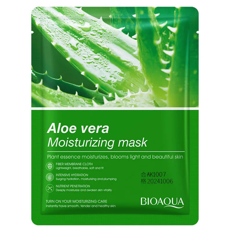 Masque Visage Fruits Naturels Plantes - Hydratant Contrôle Sébum Myrtille Concombre Grenade Aloe Vera Tissu