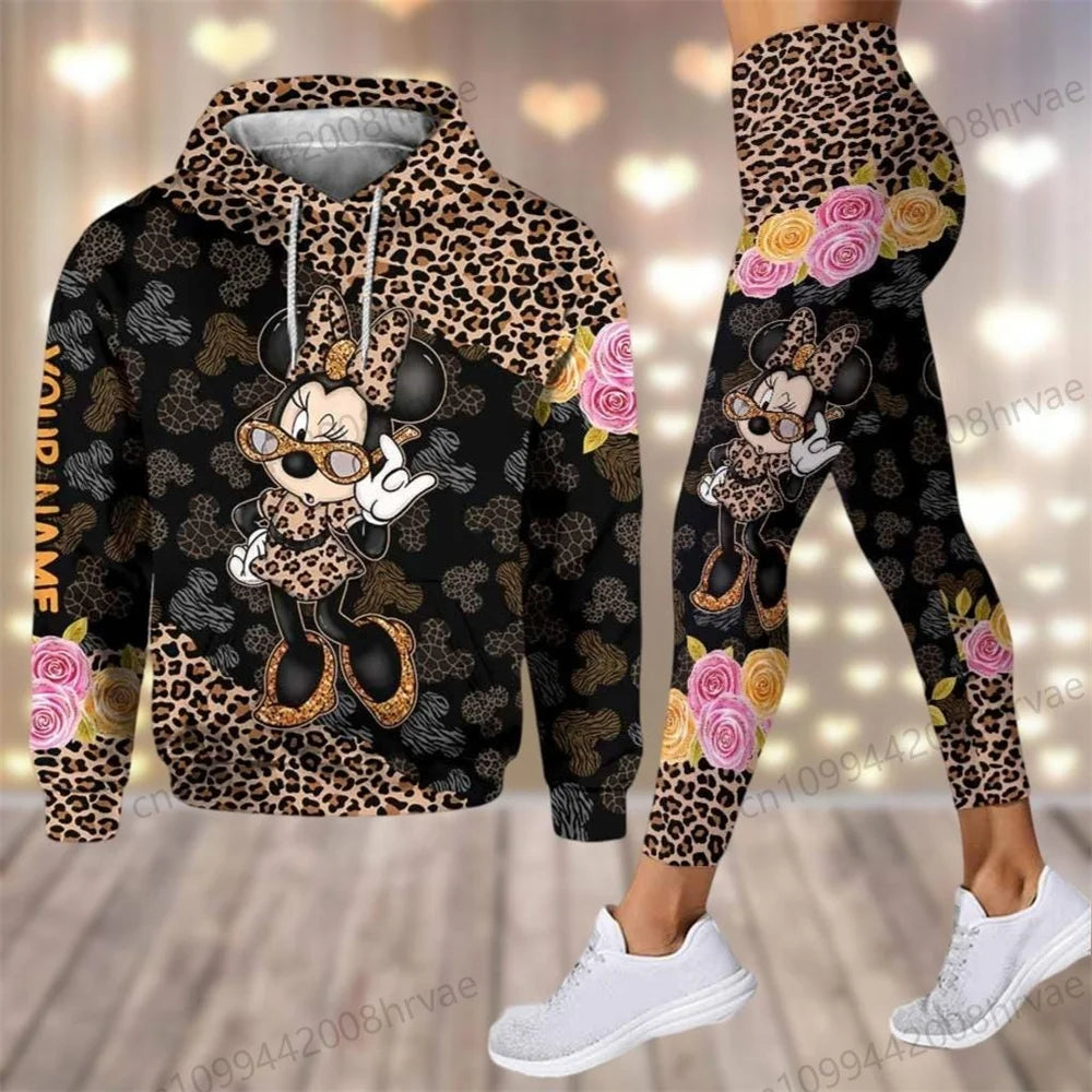 Ensemble Minnie Mouse Femme - Sweat à Capuche + Legging Yoga Disney Streetwear