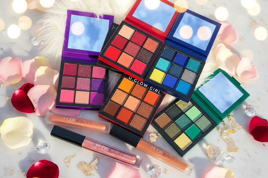 Palette Fard à Paupières 9 Couleurs Diamant Améthyste Rubis Rouge Or Mat Shimmer Paillettes Maquillage Luxe