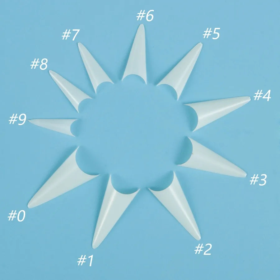 Lot 500 Capsules Ongles Stiletto Courtes XS Faux Ongles Manucure Nail Art Design 10 Tailles Acrylique Capsule