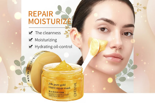 Crème Visage Collagène Or 24K 120g - Anti-Rides Hydratante Blanchissante Anti-Âge Masque Nuit Raffermissant