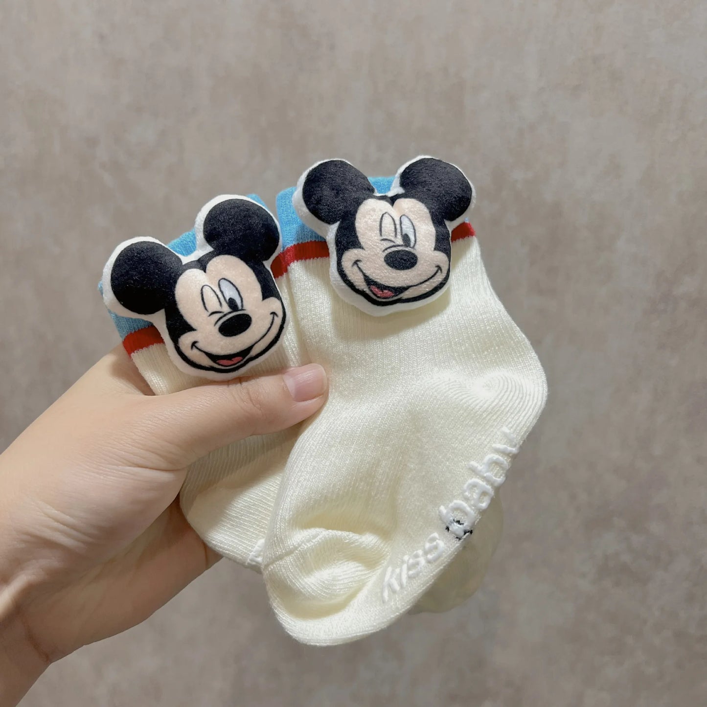 Chaussettes Peluche Mickey Mouse Disney - Socquettes Coton Chaudes Poupée 3D Enfant Cadeau