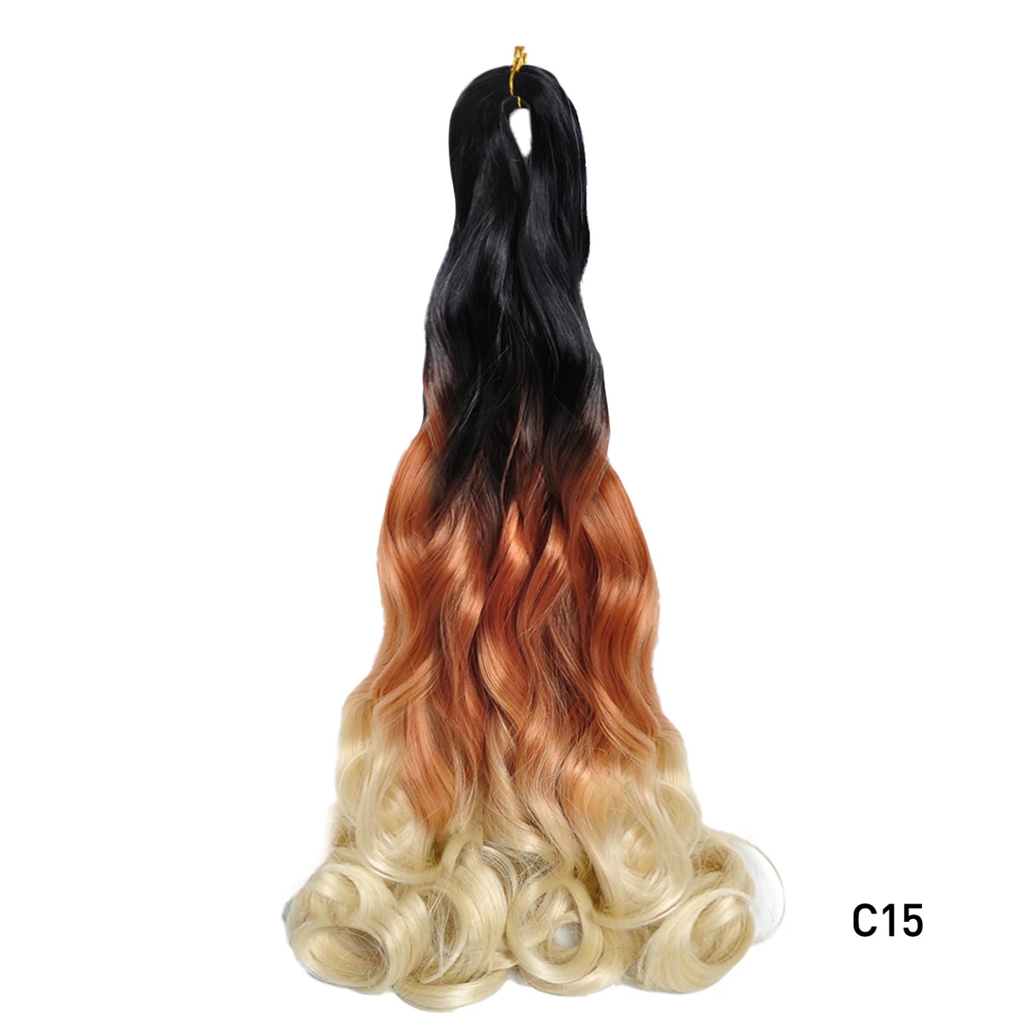 Extension Tresses French Curls Pré-Étirées - Mèches Synthétiques Loose Wave Spiral Curl Haute Température Ombré