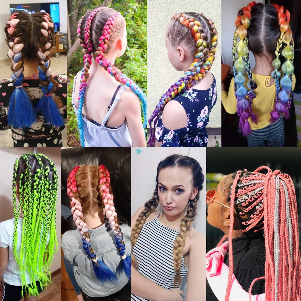 Mèches Tressage Pré-Étirées 26 Pouces - Extensions Cheveux Afro Synthétiques Multicolores