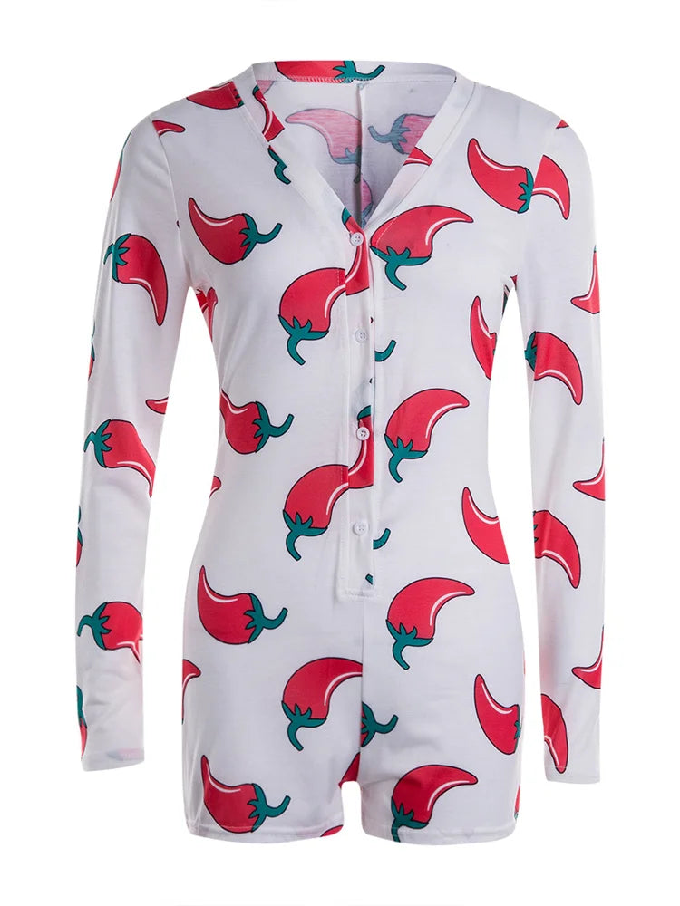 Combi-Short Casual Femme Manches Longues - Col V Boutons Bodycon Loungewear