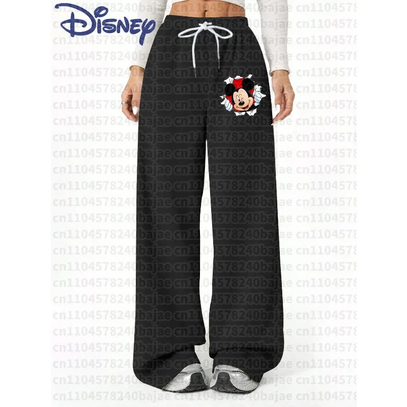 Pantalon Jogging Disney Mickey Femme - Sweatpants Casual Automne Hiver Taille Élastique Oversize
