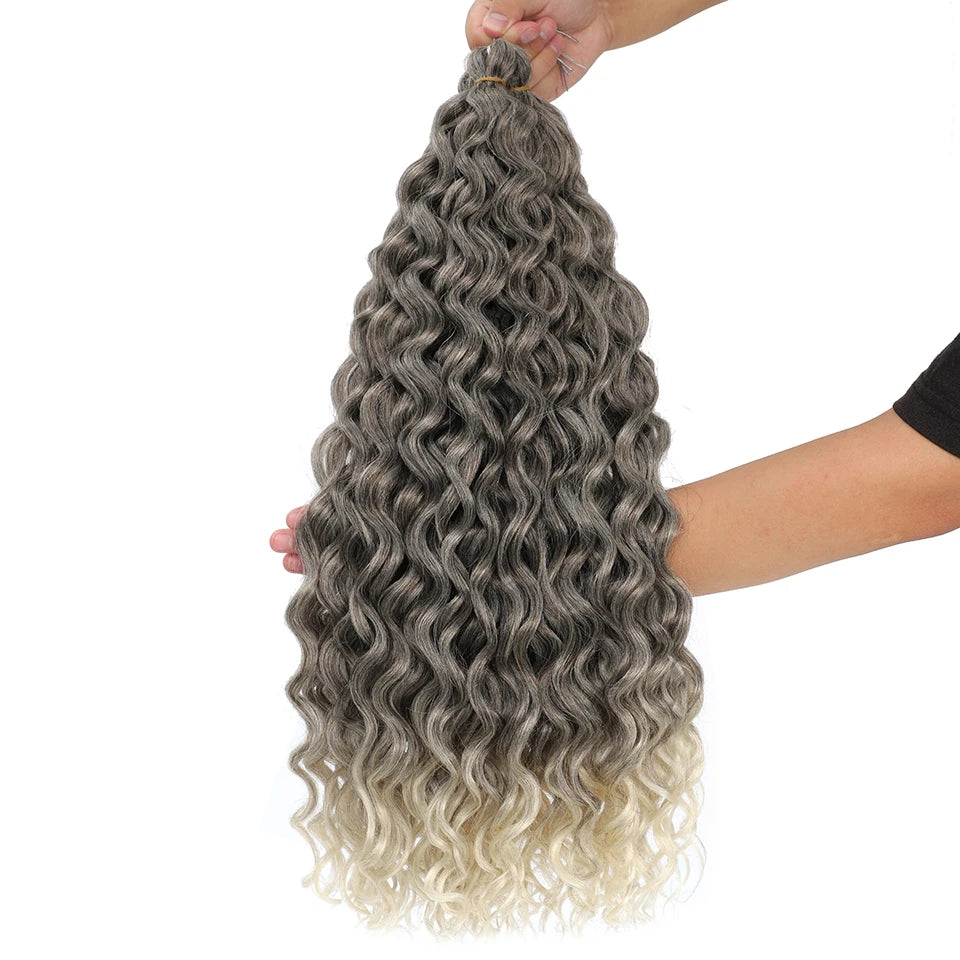 Extension Tresses Hawaii Curly Ocean Wave - Mèches Crochet Synthétiques Afro Bouclées Ombré Rose Water Wave