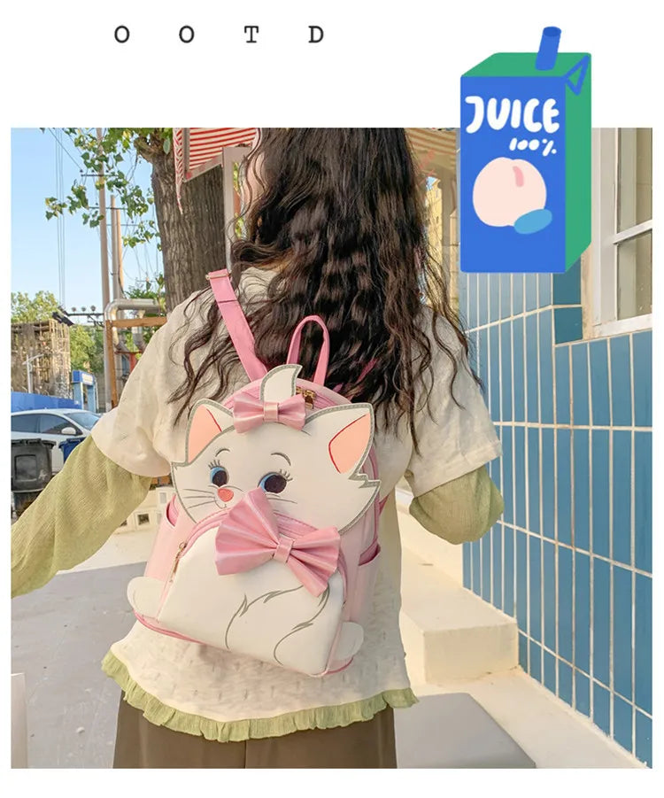 Sac à Dos Enfant Disney Marie & Stitch - Cartable PU Kawaii Fille Casual Outdoor Cadeau Épaules