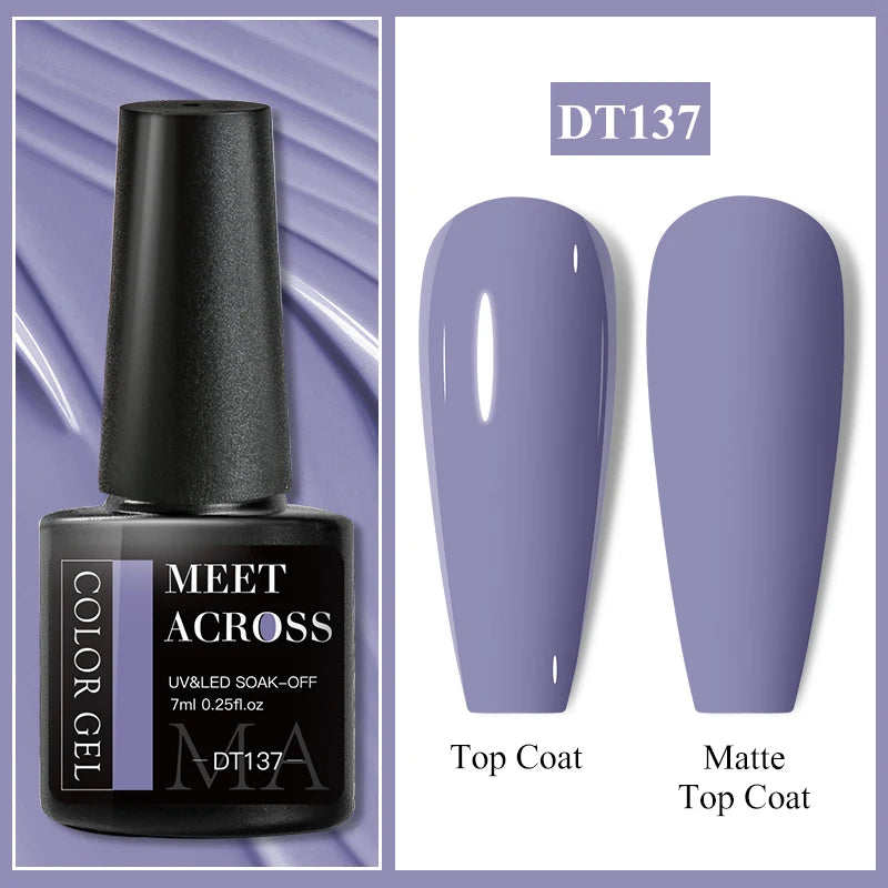 Vernis Gel Base Caoutchouc MEET ACROSS 7ml - Thermochrome Paillettes Gradient UV Manucure Longue Tenue