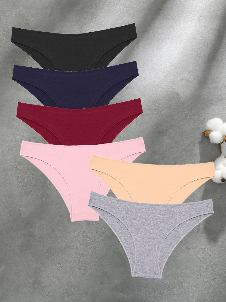 Culottes Femme FINETOO Lot 6 Pièces - Coton Sans Couture Respirantes Taille Basse