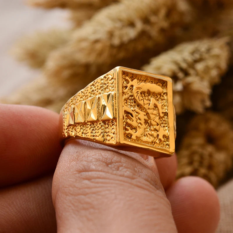Bague Homme Couleur Or - Style Dubai Moyen-Orient