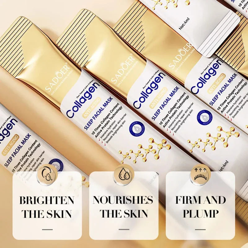 SADOER Masques Visage Nuit Collagène 30pcs - Hydratants Illuminateurs Raffermissants Soin Peau Sleeping Mask