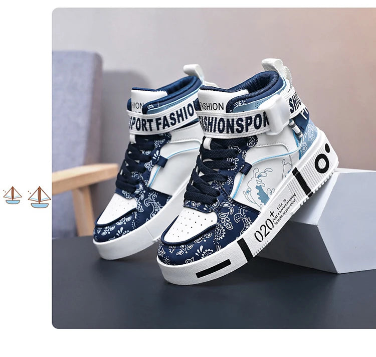 Baskets Montantes Enfant - Chaussures Sport Basketball Garçon Fille Casual Marche 26-37