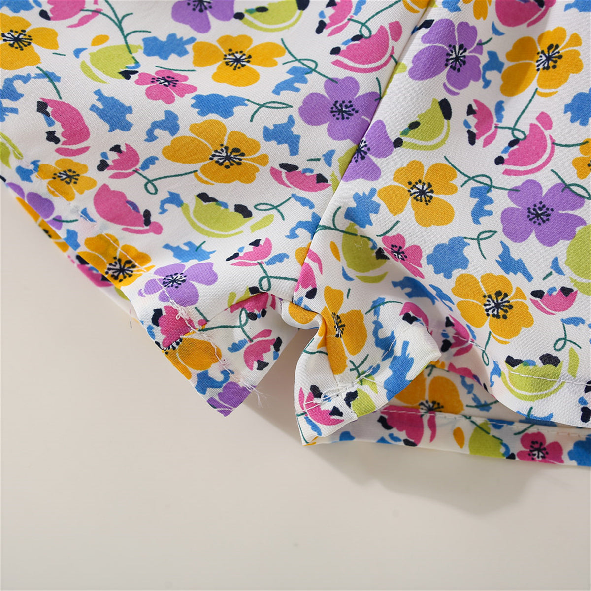 Ensemble 2 pièces bébé fille été - Top bretelles fleurs + Short mousseline