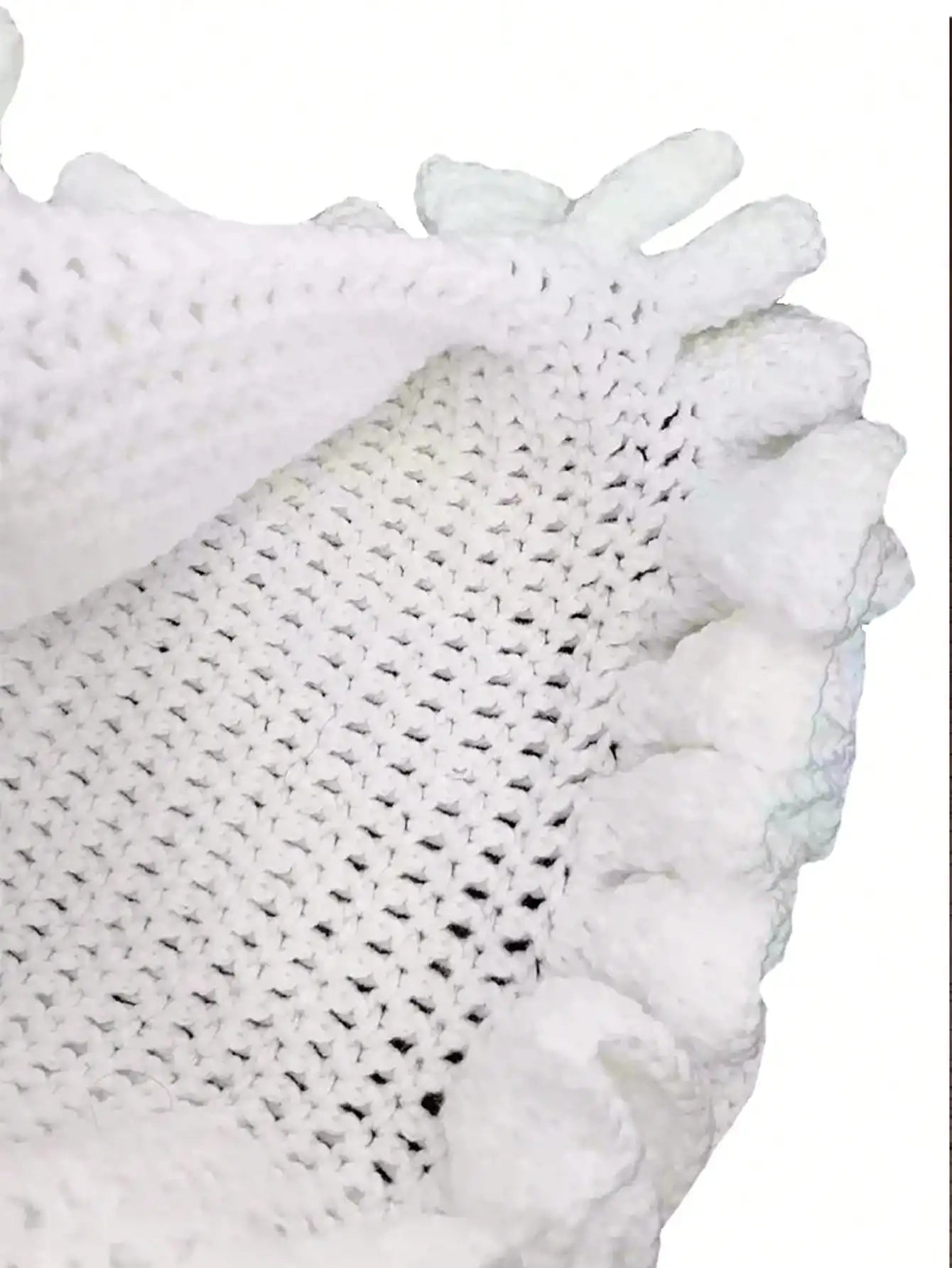 Bonnet Tricoté Main Y2K Oreilles de Chat - Chapeau Chaud avec Nœud et Bords Plissés pour Automne Hiver