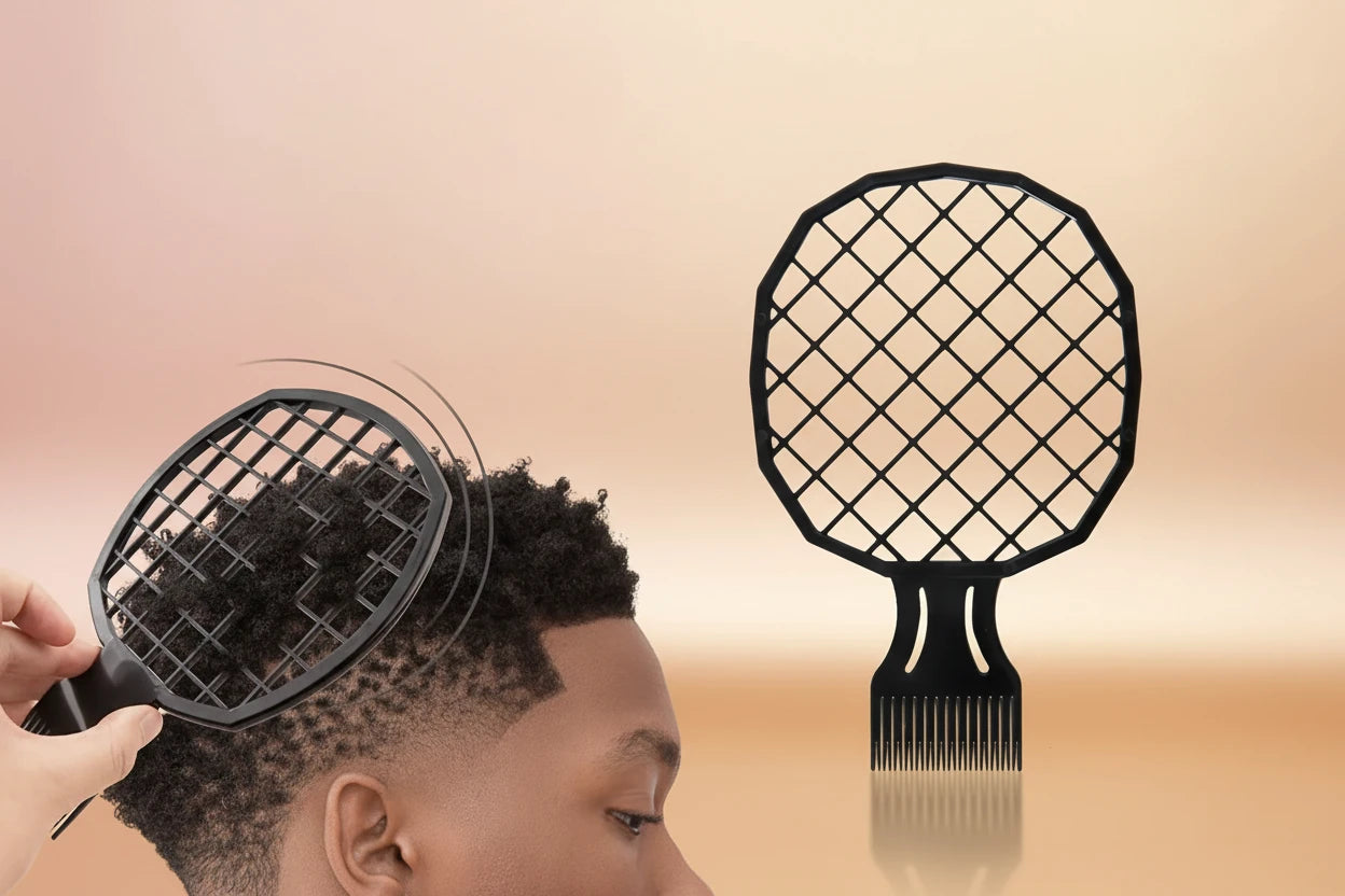 Set 3pcs Accessoires Cheveux Bouclés - Brosse Mousse Sculptante Peigne Démêlant Aiguilles Acier Bonnet Nuit Satin