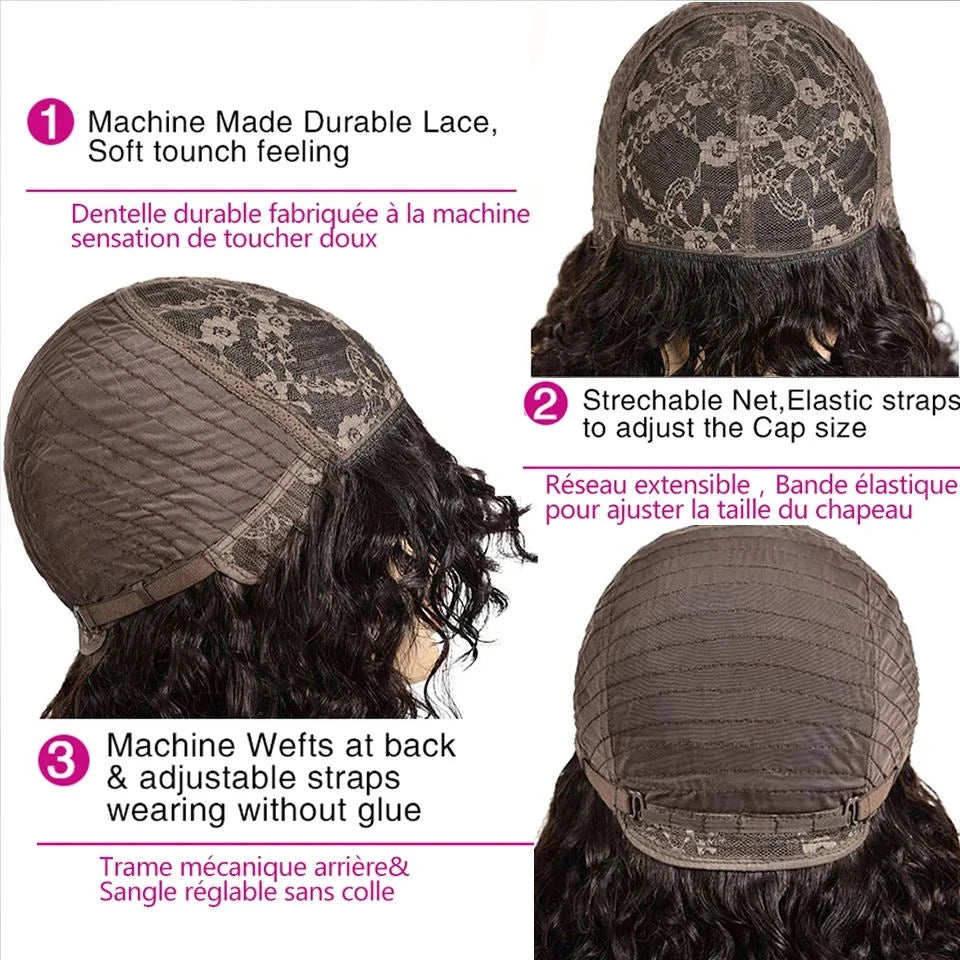 Perruque Cheveux Humains Jerry Curly Pixie Bob Frange - Courte Péruvienne Highlight Honey Water Wave