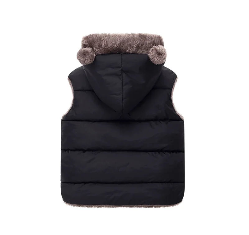 Gilet sans manches enfant hiver - Capuche doublé velours chaud