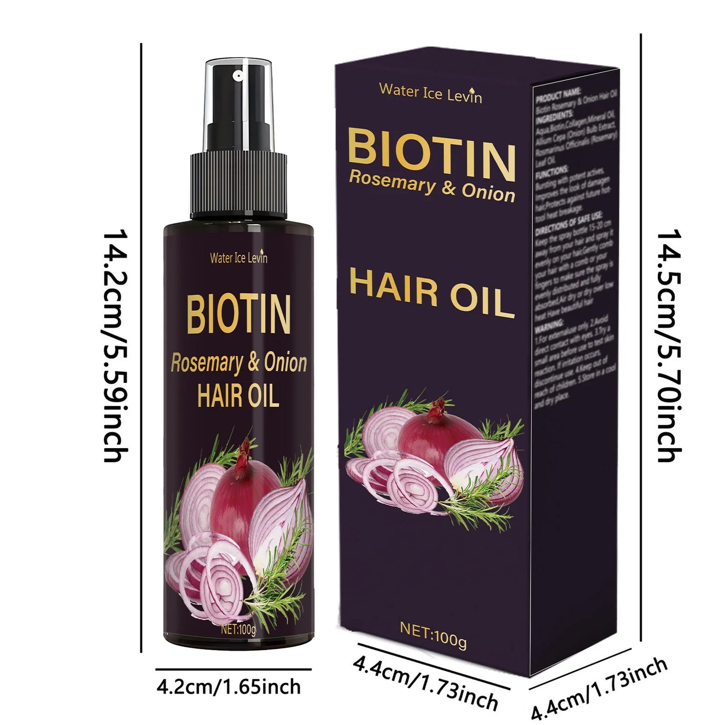 Spray Huile de Romarin 3-en-1 : Soin Cuir Chevelu et Cheveux, Formule à l'Oignon, Hydratant Brillance