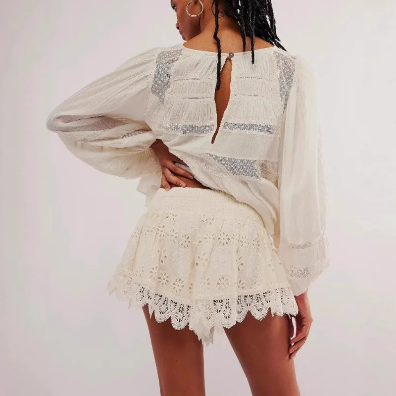 Jupe Femme Dentelle Sweet Cake - Jupe Short Jean Chic Été 2025