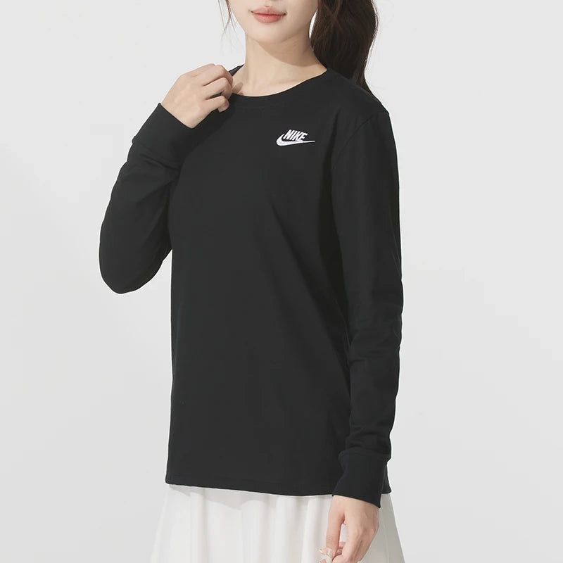 T-shirt Manches Longues Femme Nike – Col Rond, Coton, Sport & Casual