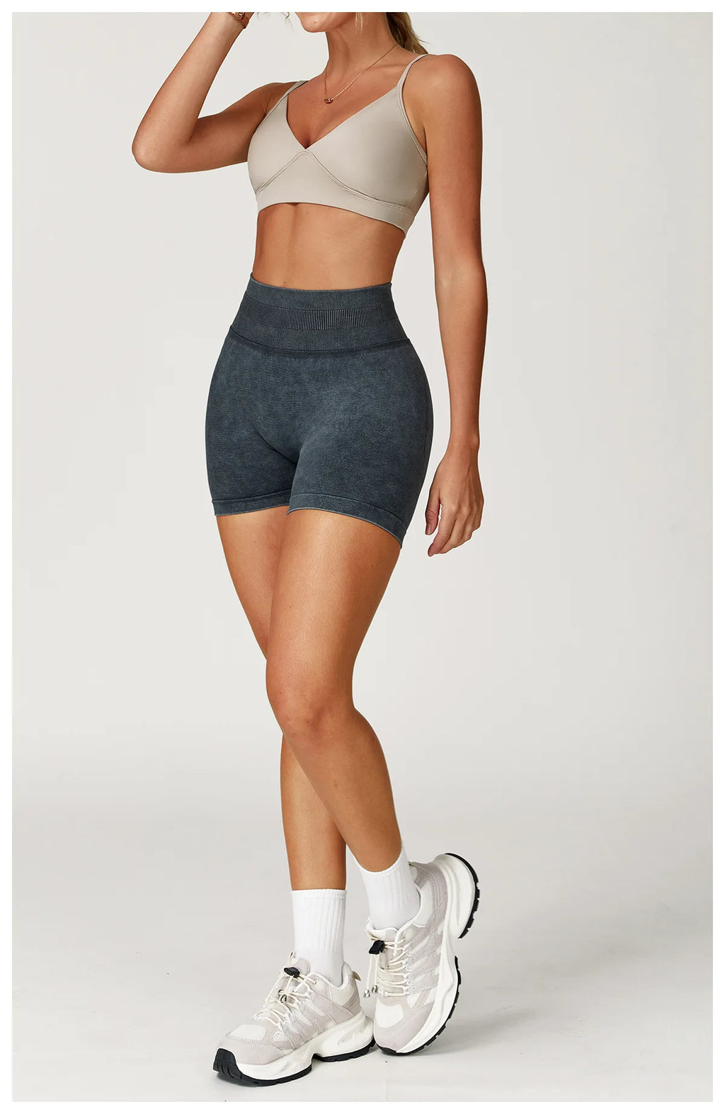 Short de Yoga Taille Haute Femme – Nylon Elasthanne, Sans Coutures, Gainant
