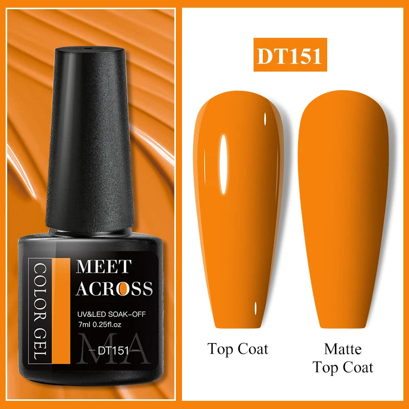 Vernis Gel Base Caoutchouc MEET ACROSS 7ml - Thermochrome Paillettes Gradient UV Manucure Longue Tenue