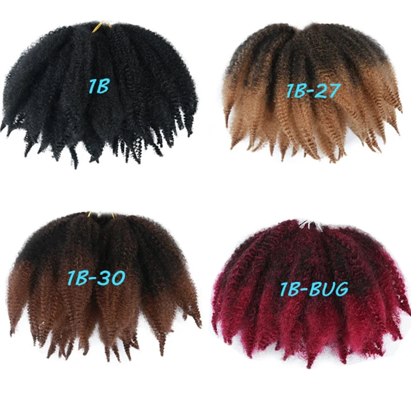 Extension Tresses Synthétiques 8 Pouces - Mèches Crochet Afro Kinky Twist Douces Curl Locks