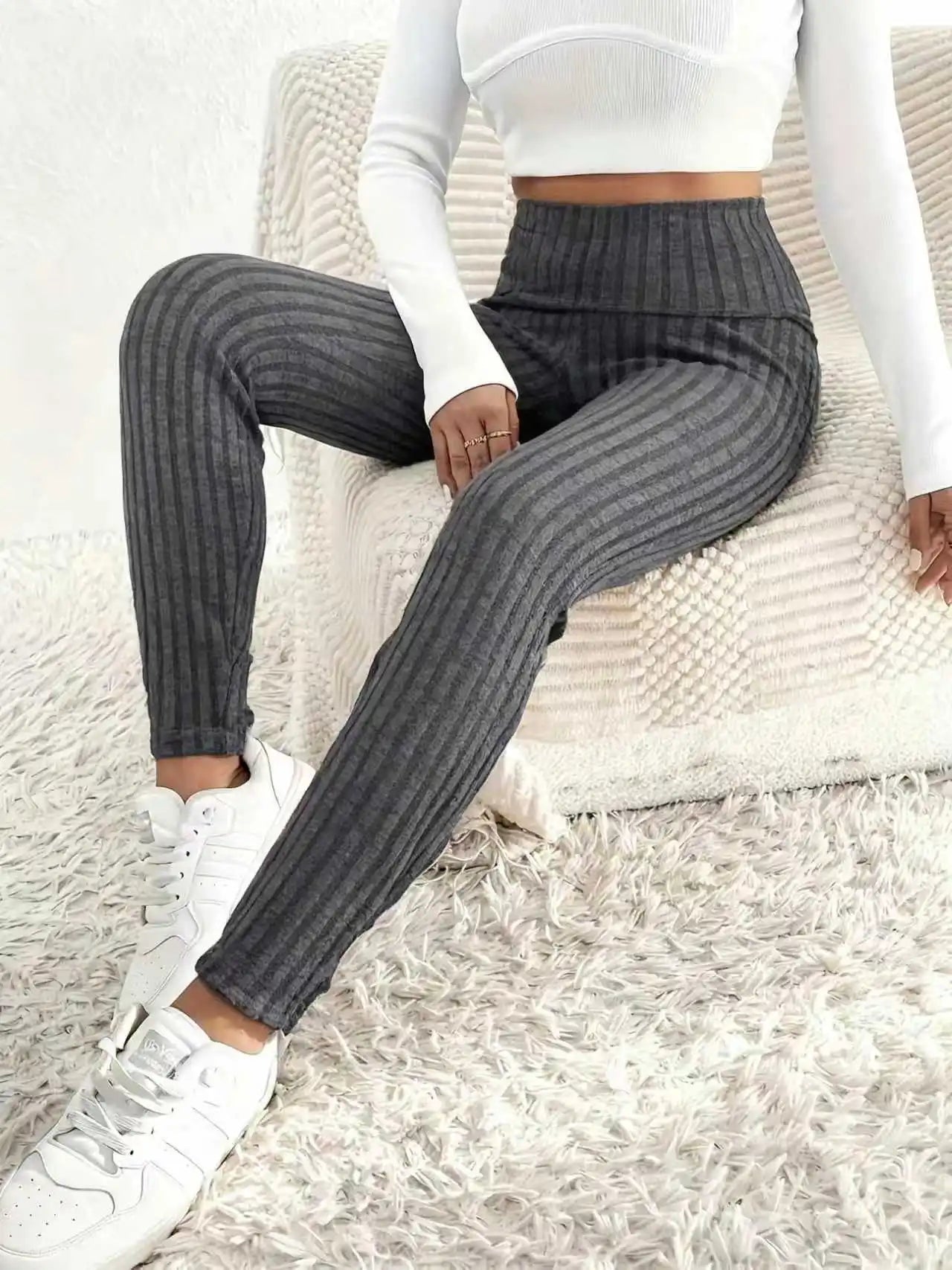 Pantalon Femme Large Taille Élastique - Casual Couleur Unie