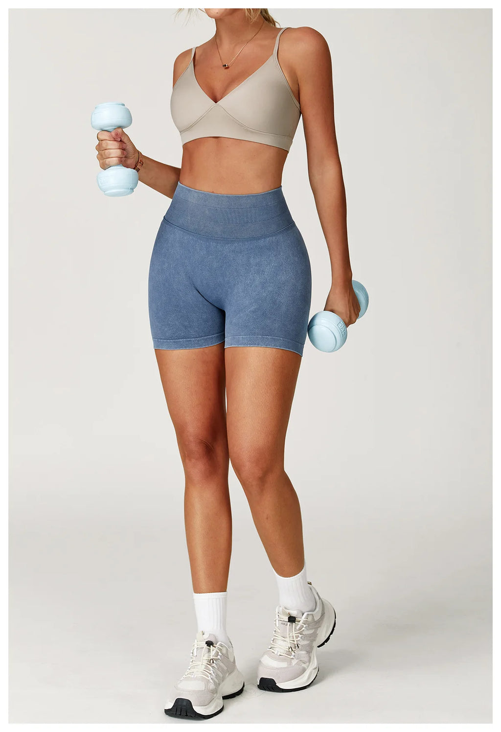 Short de Yoga Taille Haute Femme – Nylon Elasthanne, Sans Coutures, Gainant