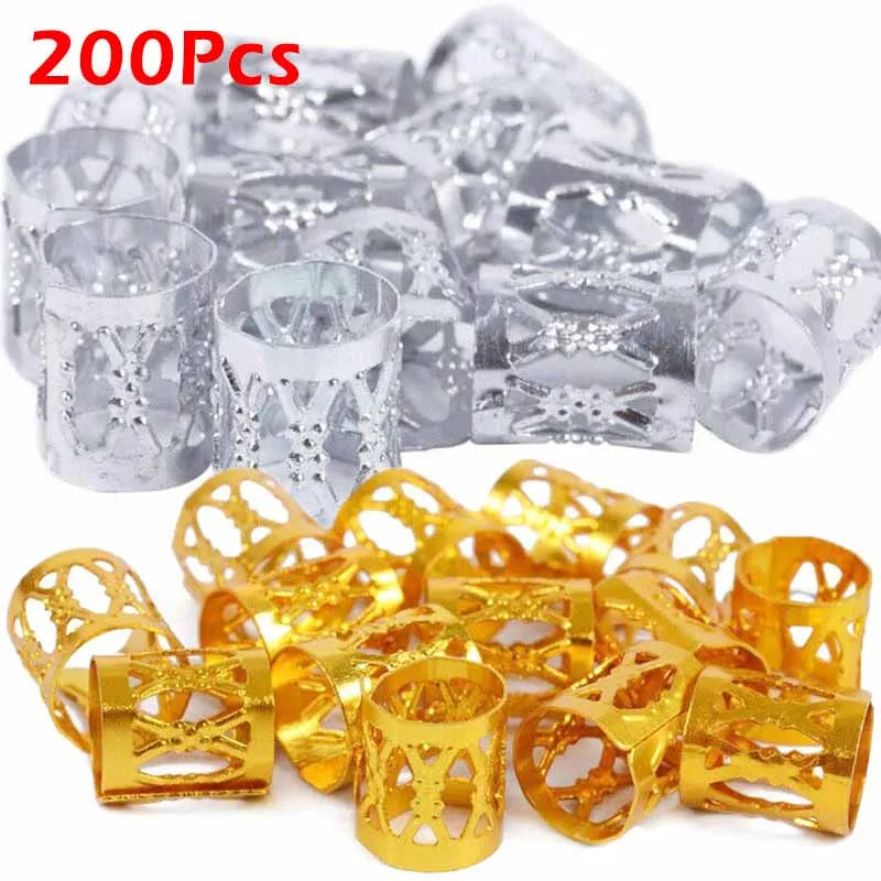 Anneaux Clips Dreadlocks Or Argent Multicolore - Perles Tresses Ajustables Bijoux Cheveux Ornements Accessoires Coiffure