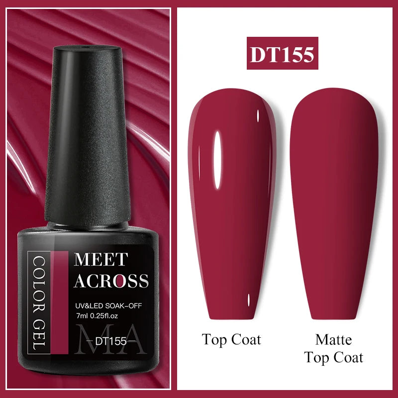 Vernis Gel Base Caoutchouc MEET ACROSS 7ml - Thermochrome Paillettes Gradient UV Manucure Longue Tenue