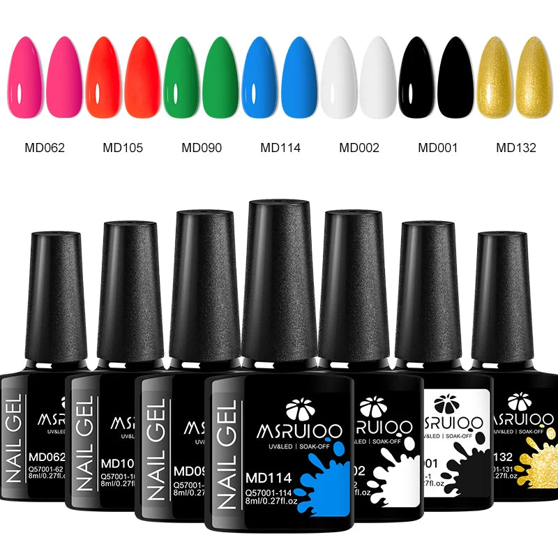 Kit 7 Vernis Gel Nail Art DIY - Set Décoration Manucure Soak Off UV Longue Tenue Peinture Gel