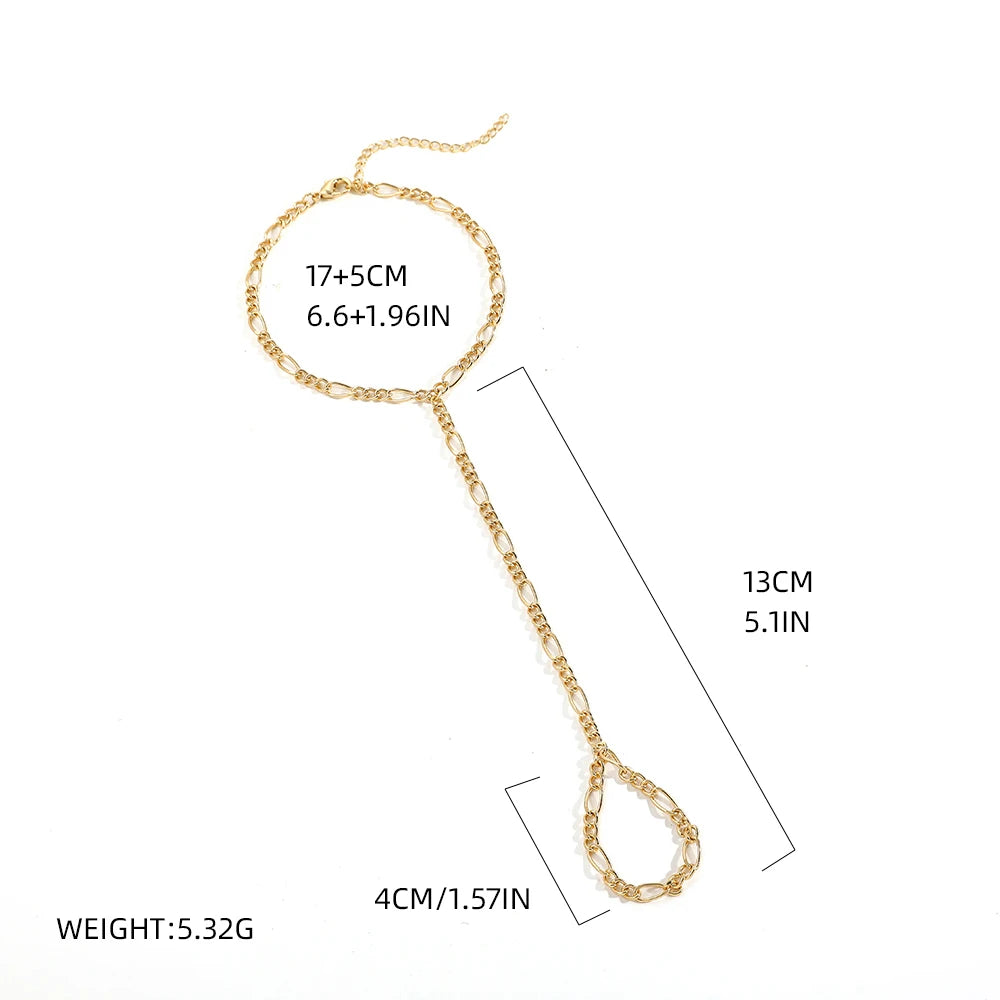 Bracelet Bague Chaîne Doré Femme - Bijou Main Connecté Créatif Tendance Cadeau