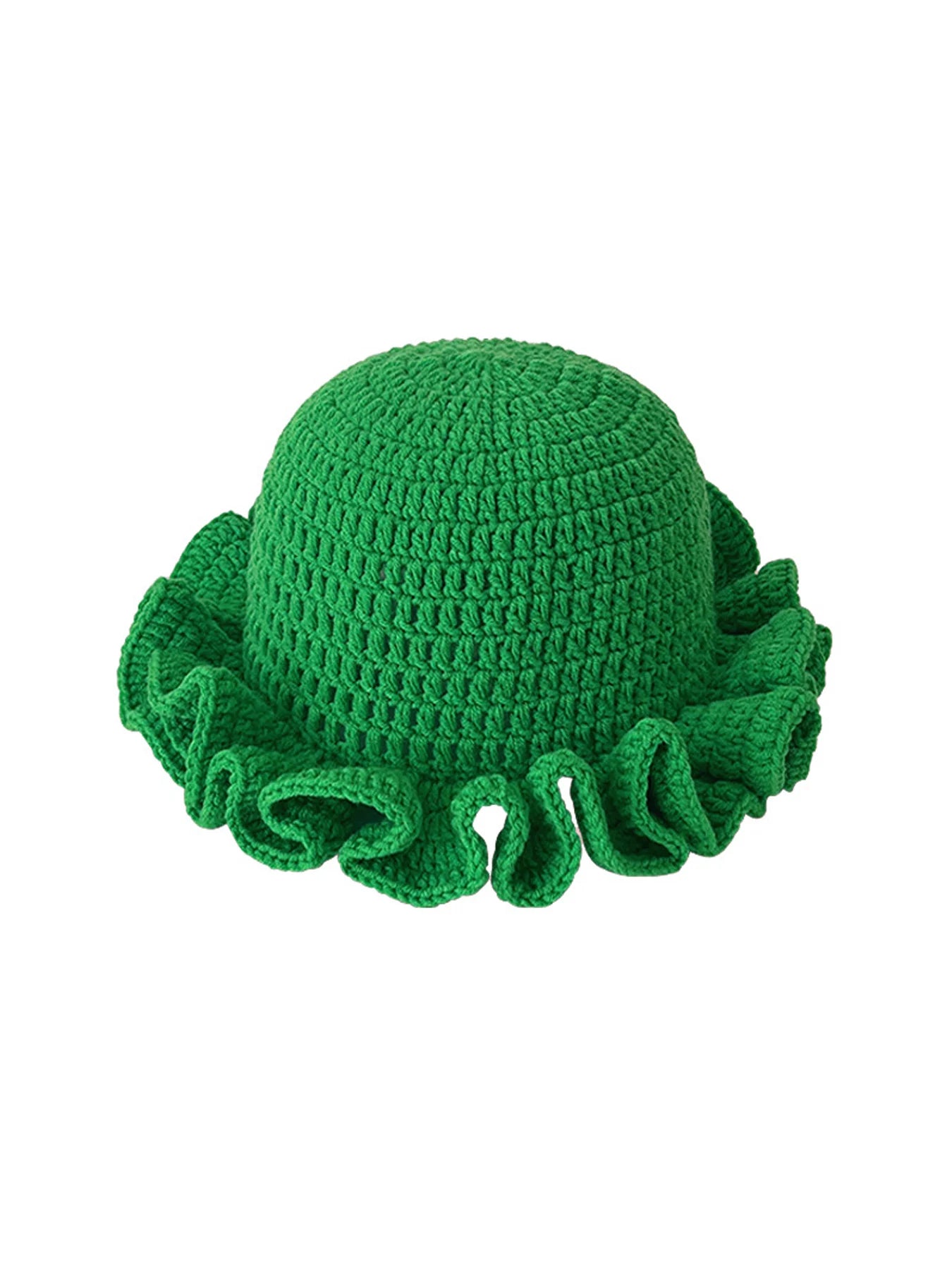 Chapeau Bob Tricoté Moelleux Femme - Bonnet Crochet Ajouré avec Volants Style Pêcheur pour Automne Hiver