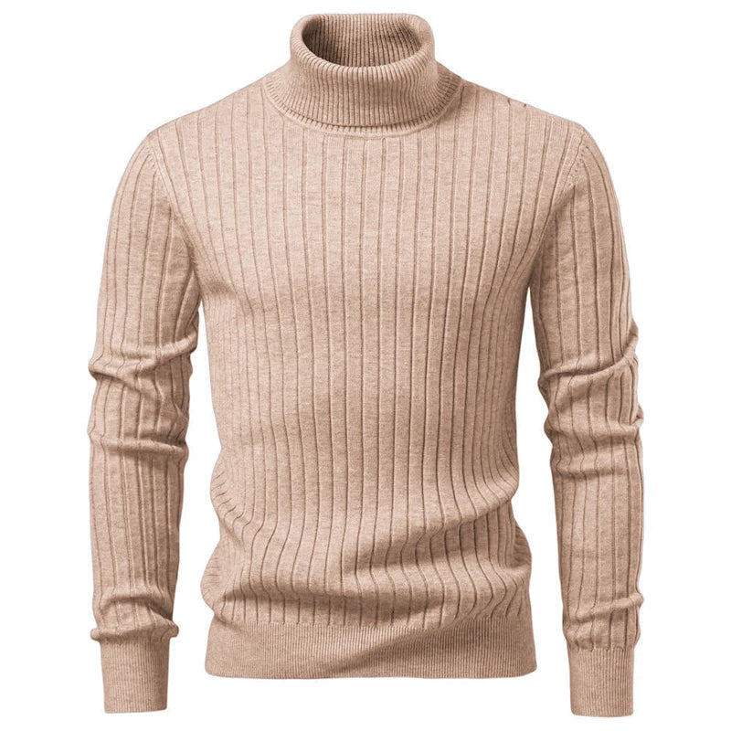 Pull Homme Col Roulé Rayures - Laine Chaud Hiver