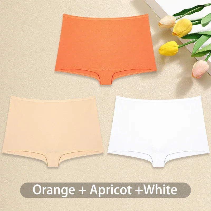 Lot de 3 Culottes Femme Coton - Boxers Taille Basse Seamless Confortables