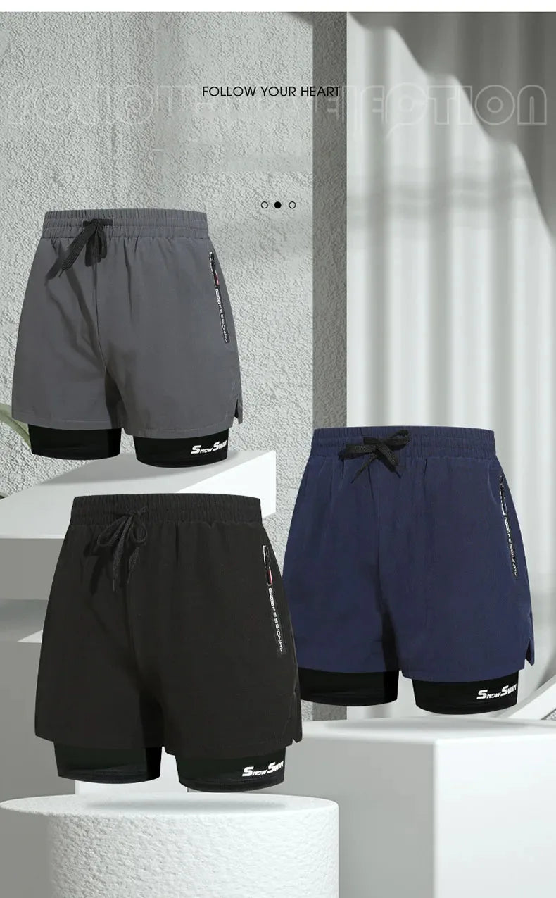 Maillot de Bain Homme Double Couche Anti-Transparence - Short Séchage Rapide Plage Spa