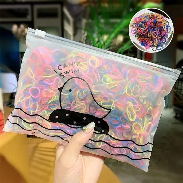 1000pcs Élastiques Cheveux Colorés Jetables - Mini Chouchou Caoutchouc Queue Cheval Accessoires Fille