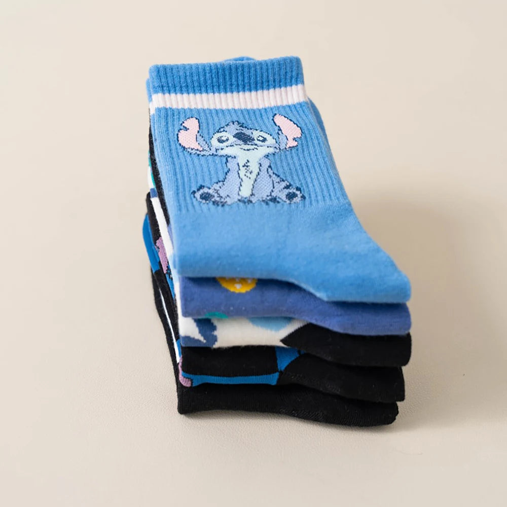 Lot 5 Paires Chaussettes Stitch Disney Ado - Socquettes Coton Mode Tendance