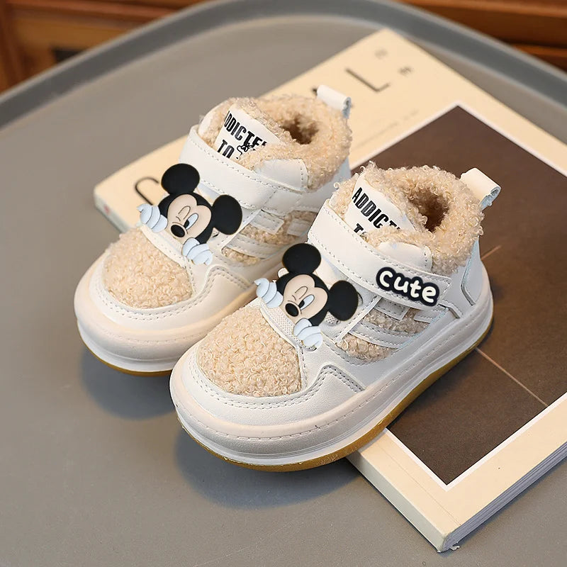 Chaussons Bébé Mickey Mouse Fourrés Hiver