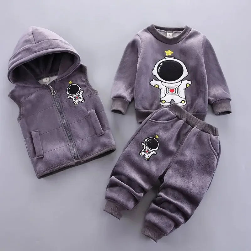Ensemble 3 Pièces Bébé Hiver - Sweat + Pantalon + Gilet à Capuche - Vêtements Chauds Automne