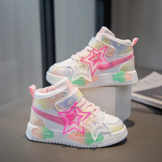 Sneakers Filles Montantes Candy Color - Baskets Tennis Skate Fashion Casual Enfants