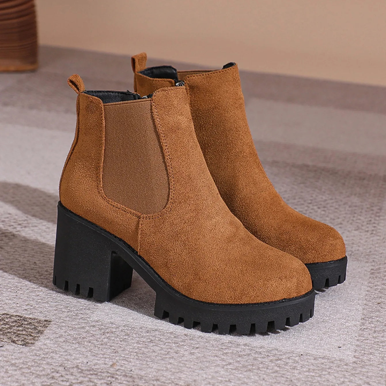 Bottines Plateforme Femme Élégantes - Bout Rond Zip Automne Hiver 2024